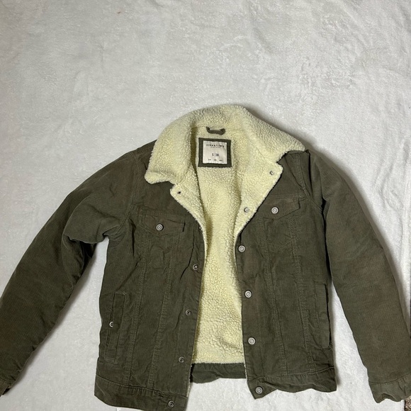 Denim & Flower Jackets & Blazers - Denim & Flower Green and Cream Jean Jacket with Cozy Collar